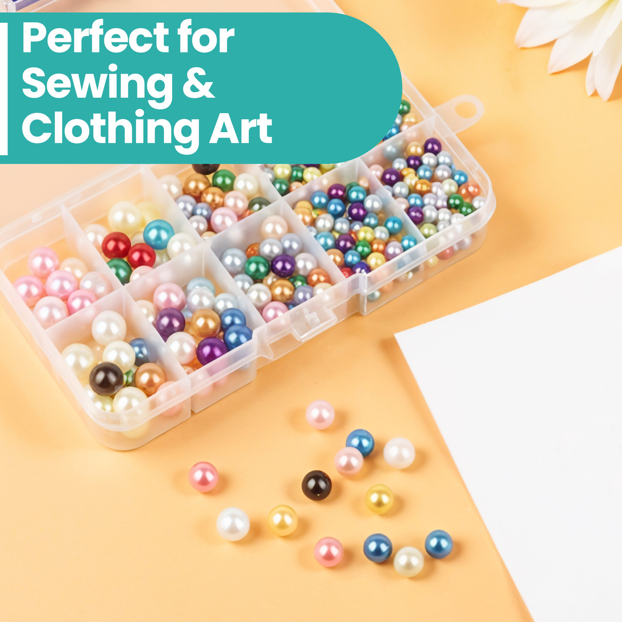 Coloured Plastic Pearl Beads with Pronged Pins – 700 pcs Mixed Sizes