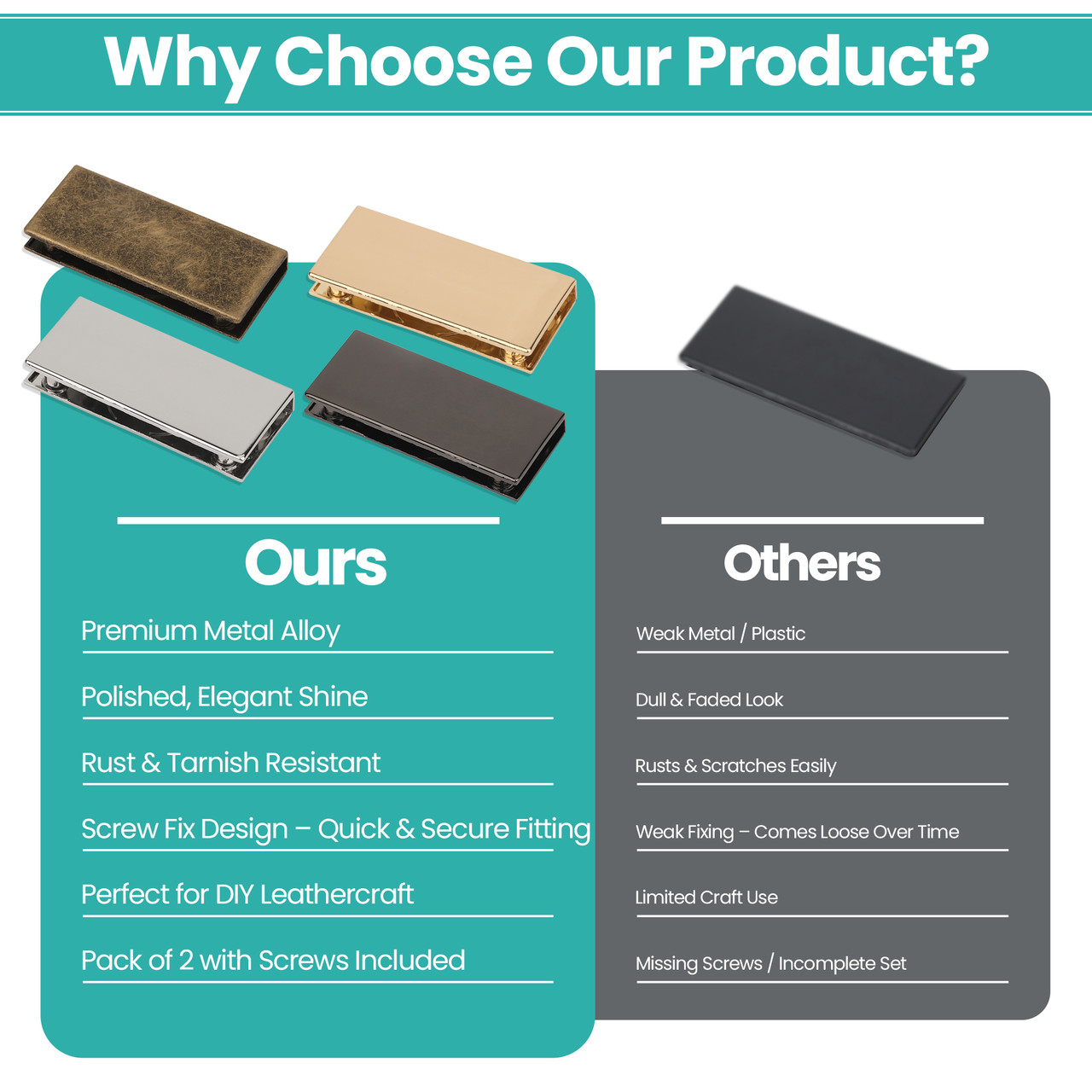 Rectangular Magnetic Edge Clasp Plates - Set of 2