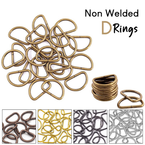 Non-Welded Metal D-Rings - 10pcs