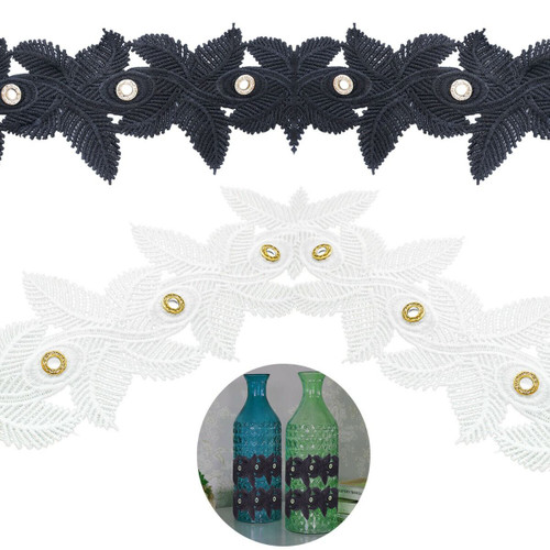 90mm Guipure Lace Trim with Diamante Eyelets