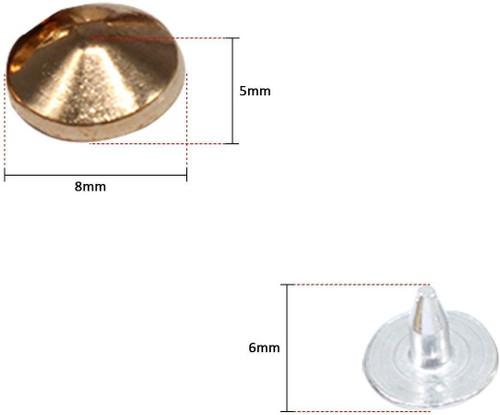 Trimming Shop Square Brass Pyramid Studs with Base Pins Leather Rivets  (8mm, Silver, 50pcs)