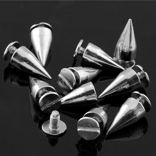 Cone-Shaped Metal Screwback Studs (Pack of 50) - Silver