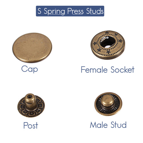 Trimming Shop Magnetic Clasp Snap Fastener Button Double Rivet Closures  (14mm, Bronze, 50pcs)