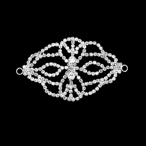 Sew-On Diamante Motif - 80mm x 50mm - Silver