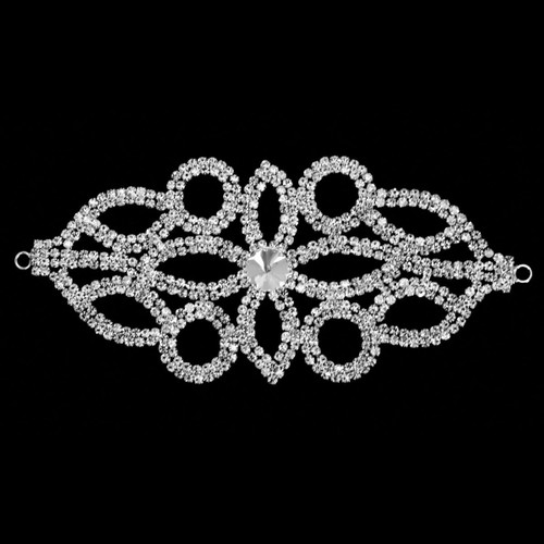Sew-On Diamante Motif, Silver, 150mm x 75mm