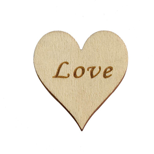4cm Wooden Hearts Embellishment with Engraving - (Pack of 5) Love
