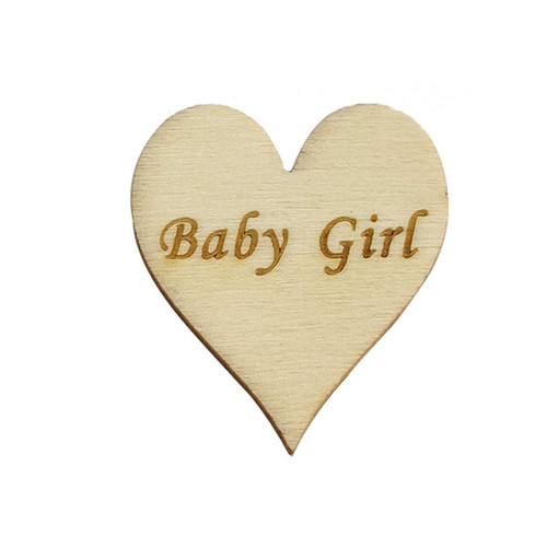 4cm Wooden Hearts Embellishment with Engraving - (Pack of 5) Baby Girl