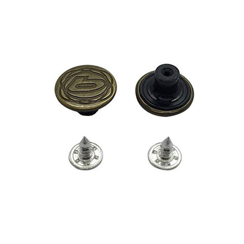 17mm Bronze Design Jeans Buttons with Pins (Pack of 10)