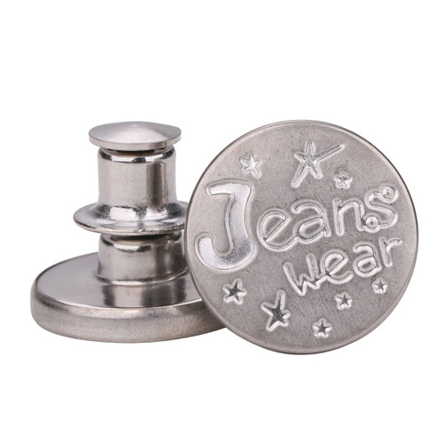 17mm No-Sew Jean Button Replacements - Silver