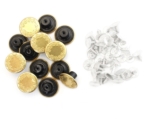 17mm Gold Jeans Buttons (Pack of 10)