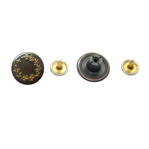 17mm Antique Bronze One Star with Leaves Buttons - (Pack of 8)