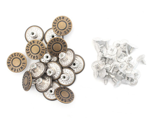 17mm Bronze Limited Collection Jeans Buttons with Pins - (Pack of 10)