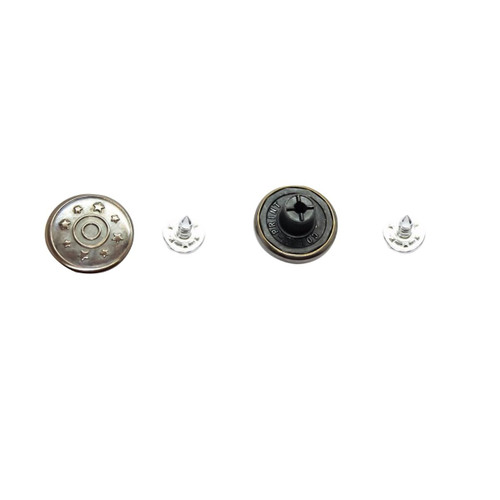17mm Hammer-On Eight Stars Jeans Buttons with Pins - (Pack of 10)