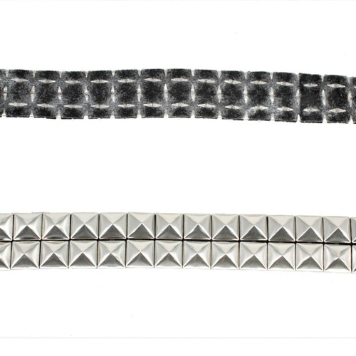 20mm Iron-On Metal Pyramid Stud Trim - Silver