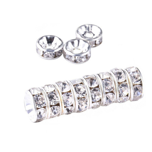 Diamante Encrusted Round Rondelle Spacer Beads