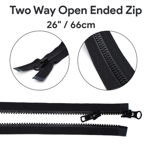 YKK Plastic Two-Way Open-End VISLON Zip, Black - 26" / 66cm