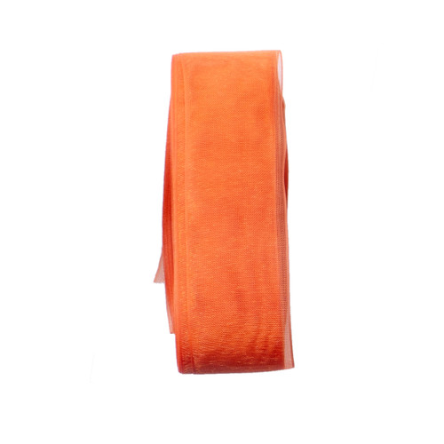 20m Organza Woven Edge Ribbon - Tarrid Orange