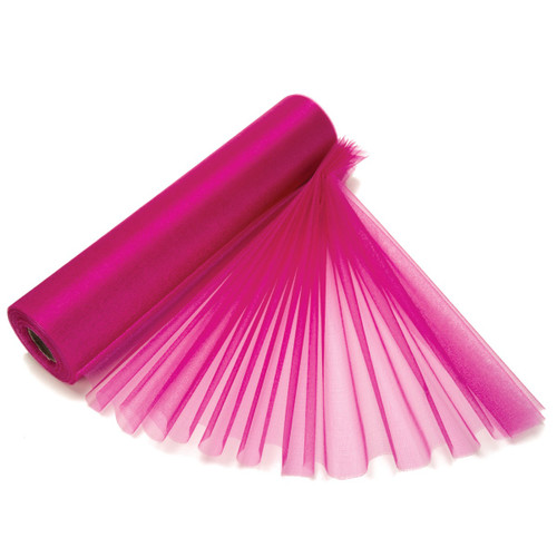 25m x 29cm Organza Sheer Roll - Hot Pink