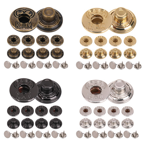 KAM 22mm Jean Buttons Gold Snap Fastener Adjustable Durable No Sew Metal  Buttons for Repair Clothing - 10pcs