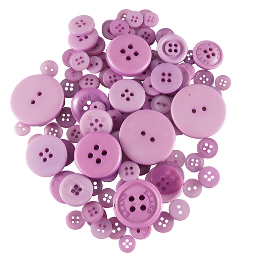 Mixed Lilac Buttons in Various Sizes - 100g Bag