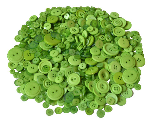 Lime Green Buttons in Various Sizes - 100g Bag