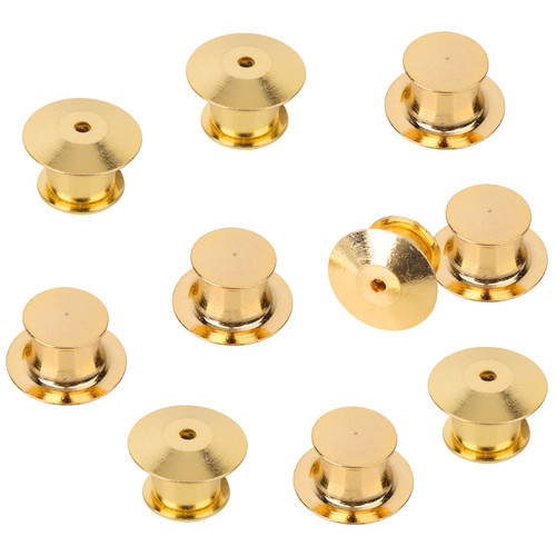 10mm x 7mm Gold Locking Pin Backs for Fastening Clasps (Pack of 10)