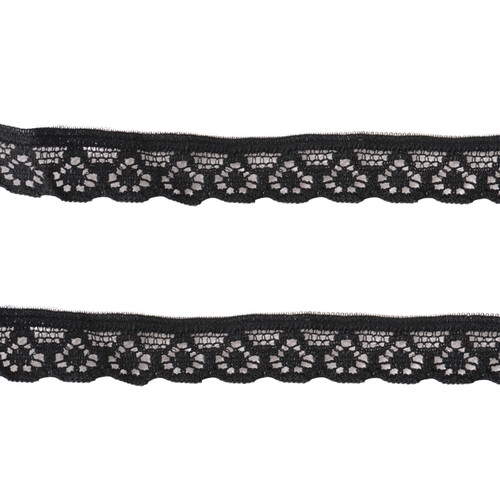 12mm Black Mesh Pattern Embroidery Lace