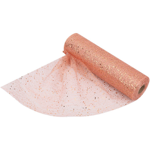 25m x 29cm Organza Roll - Rose Gold Sparkle Glitter Sequin