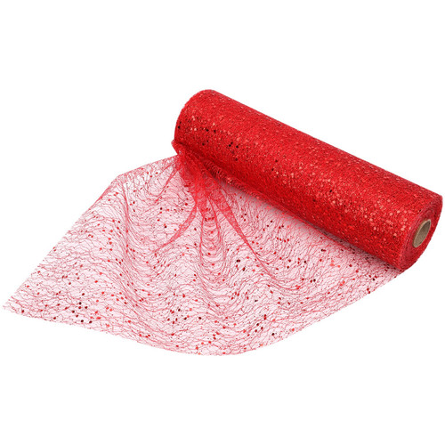 25m x 29cm Organza Roll - Red Sparkle Glitter Sequin