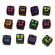 6mm Square Black Random Multicoloured Plastic Emoji Beads - (Pack of 100)