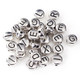 7mm Shiny Silver Round A-Z Black Mixed Plastic Letter Beads - (Pack of 100)