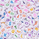 6.5mm Round White Random Multicoloured Plastic Alphabets Letter Beads - (Pack of 100)