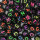 6.5mm Round Black Random Multicoloured Plastic Alphabets Letter Beads