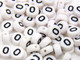 6.5mm Round White 0-9 Black Plastic Numbers Beads Box set - 50 Each Number
