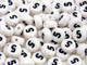 6.5mm Round White 0-9 Black Plastic Numbers Beads Box set - 50 Each Number