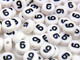 6.5mm Round White 0-9 Black Plastic Numbers Beads Box set - 50 Each Number