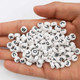 6.5mm White Round A-Z Black Plastic Letter Beads Box Set - 50 Each Alphabet