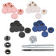 15mm 4 Part Press Studs with Black Back Snap With or Without Hand Tool