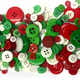 Green, Red & White Buttons in Mixed Sizes - 100g Bag