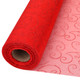 25m x 29cm Organza Roll - Red Flocked Swirl Design Print