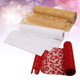 29cm x 25m Organza Rolls (Pack of 3) - Large Print Flocked Design - Gold, White, Red