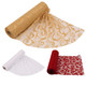 29cm x 25m Organza Rolls (Pack of 3) - Large Print Flocked Design - Gold, White, Red