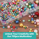 Coloured Plastic Pearl Beads with Pronged Pins – 700 pcs Mixed Sizes