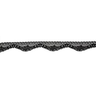 30mm Black Cotton Trim Floral Lace - 1m - Trimming Shop