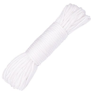 Trimming Shop 100m x 2mm White Nylon Braided Cord for Aluminium