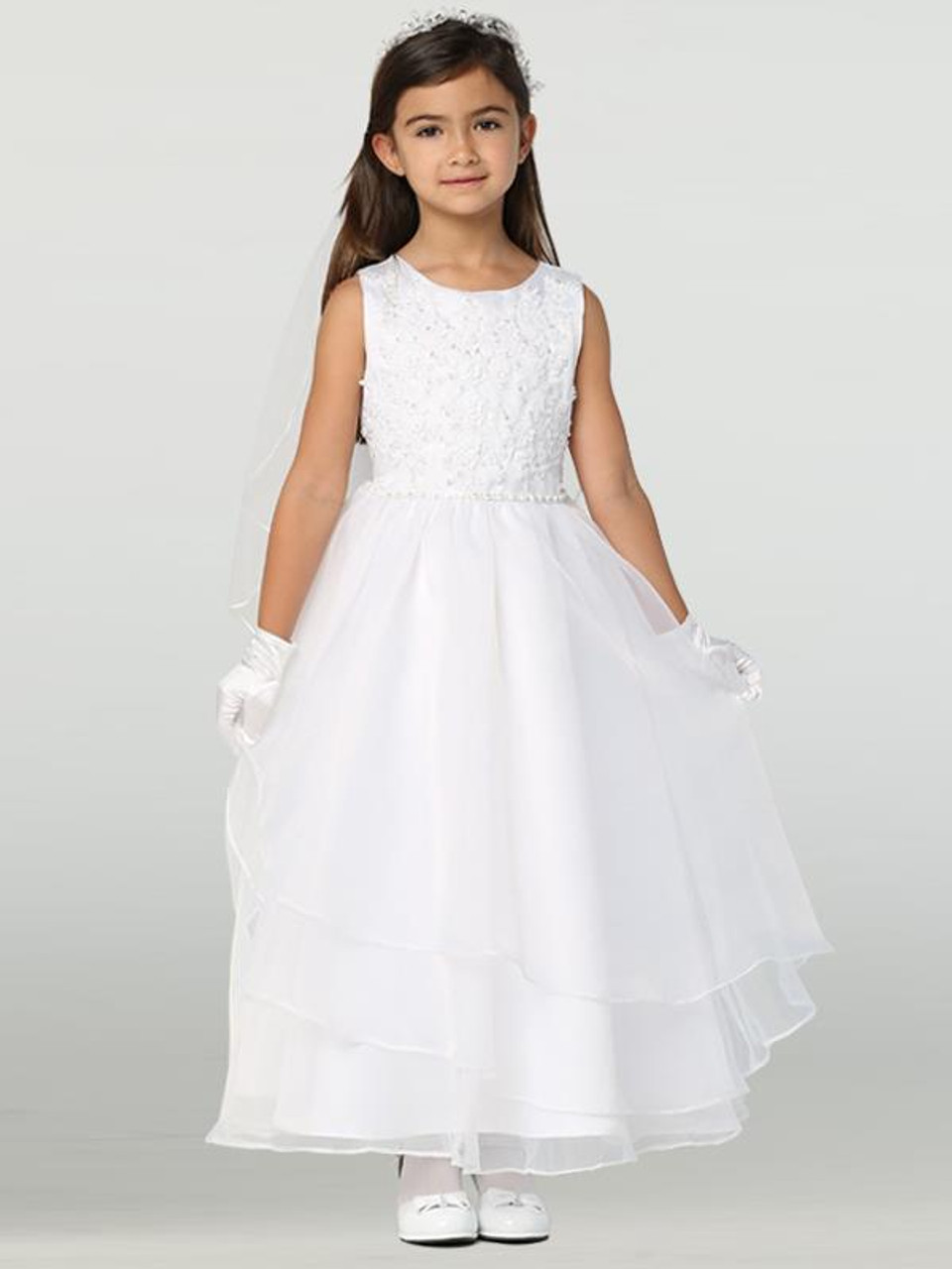 3/4 Sleeves Lace and Tulle First Communion Dress Celestial 3313 – Sparkly  Gowns