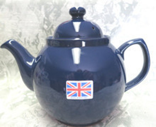 6 cup Cobalt Betty teapot handmade in England, terracotta clay with cobalt blue glaze