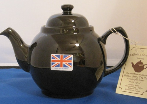 2 cup Brown Betty teapot handmade in England with terracotta clay and Rockingham glaze