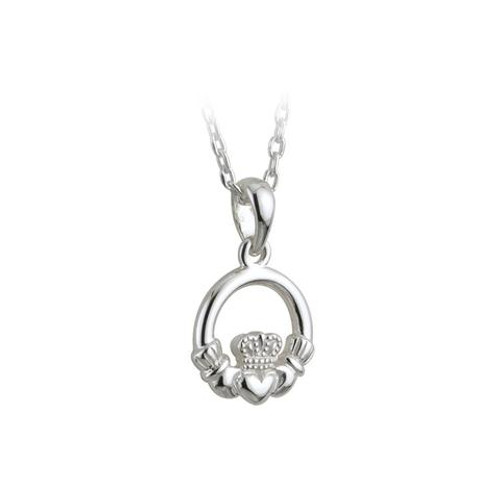 Solvar Children's Claddagh Sterling Silver Pendant on Chain, First Communion