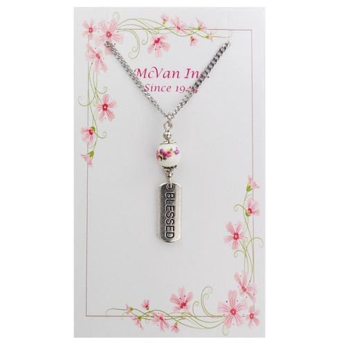 Blessed Pendant with Ceramic Bead 18" Blessed Pendant with Ceramic Bead 18"